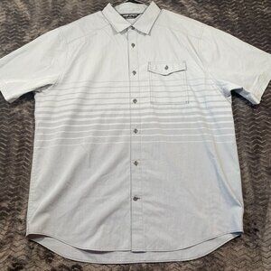 Under Armour Light Gray Striped Short Sleeve Button-Up Shirt Mens Size XL